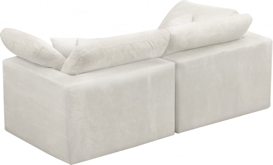 Cloud Velvet Deluxe Plush Modular 2 Piece Loveseat - Cream