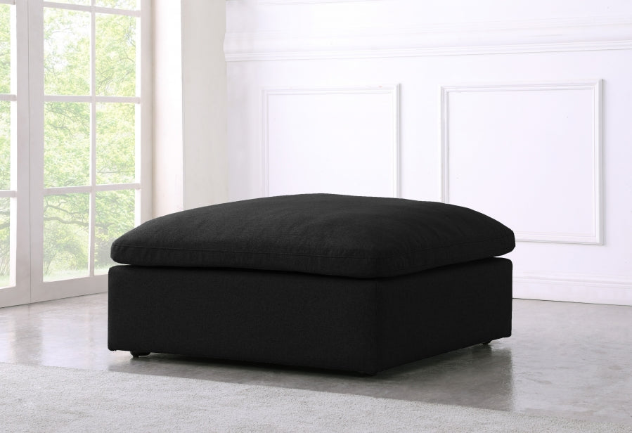Cloud Linen Deluxe Ottoman - Black