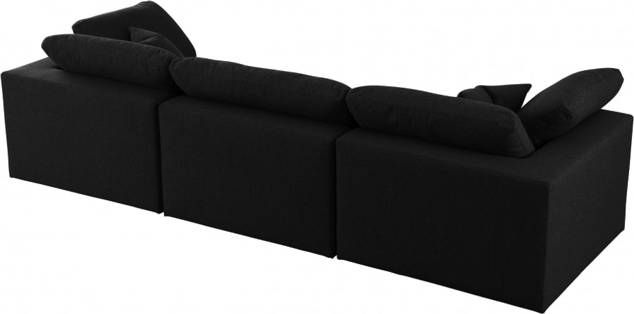 Cloud Linen Deluxe Plush Modular 3 Piece Sofa - Black