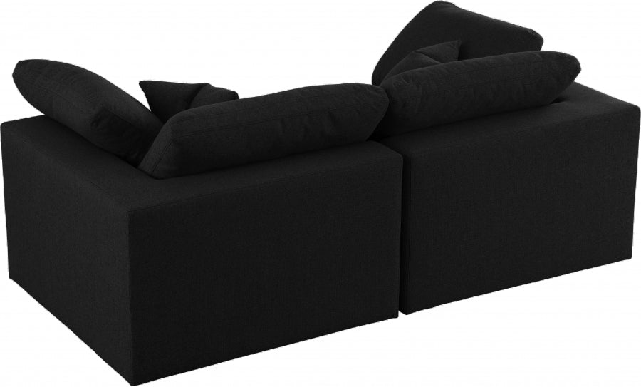 Cloud Linen Deluxe Plush Modular 2 Piece Loveseat - Black