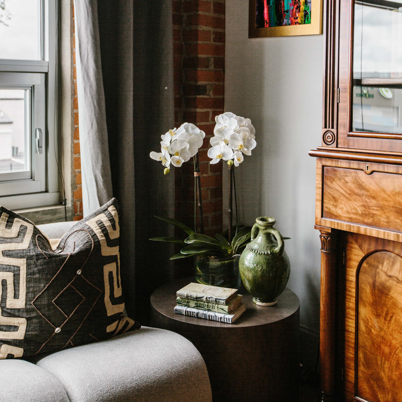 ARTIFICIAL WHITE PHALAENOPSIS ORCHID - 2 LEAF