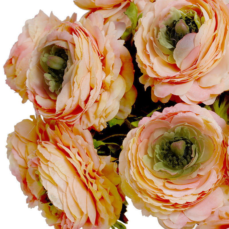 ARTIFICIAL PEACH RANUNCULUS BOUQUET IN GLASS