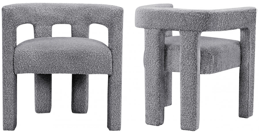 Alana Boucle Fabric Chair - Grey