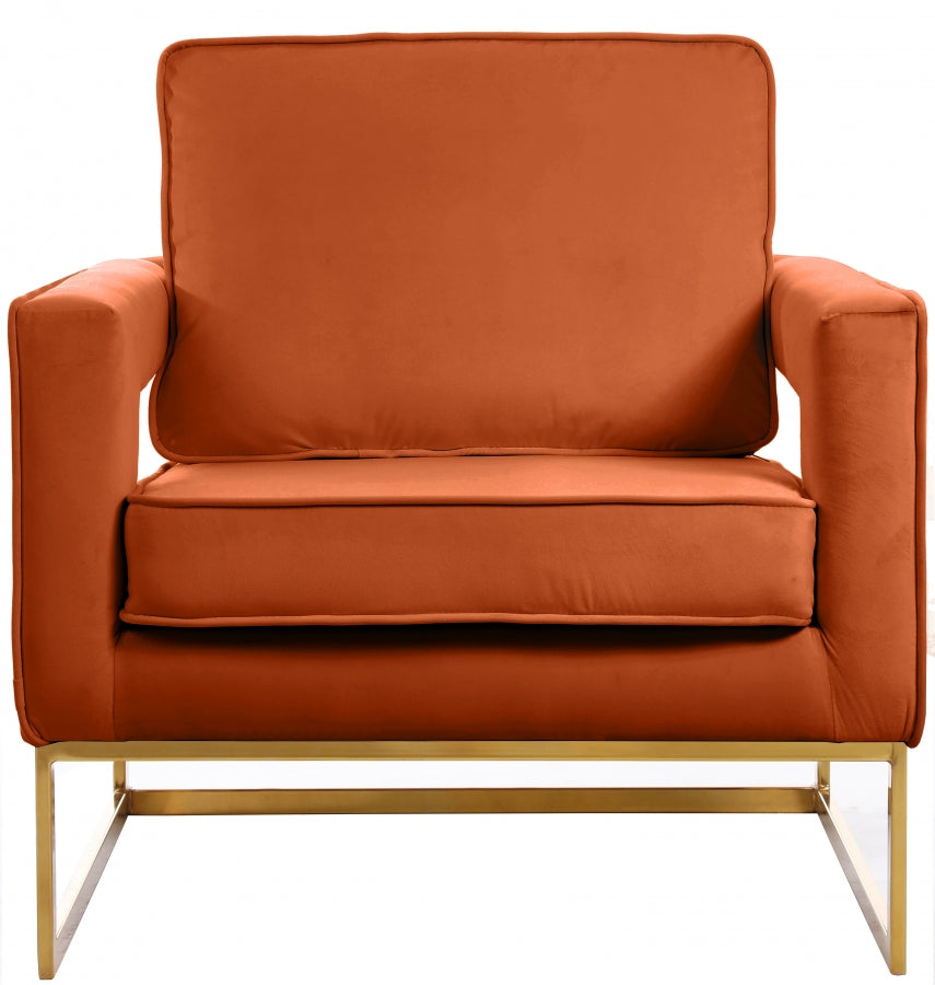 Emilia Velvet Accent Chair - Cognac