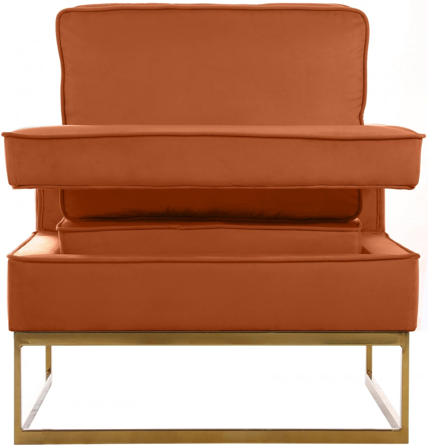 Emilia Velvet Accent Chair - Cognac
