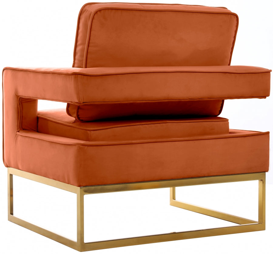 Emilia Velvet Accent Chair - Cognac