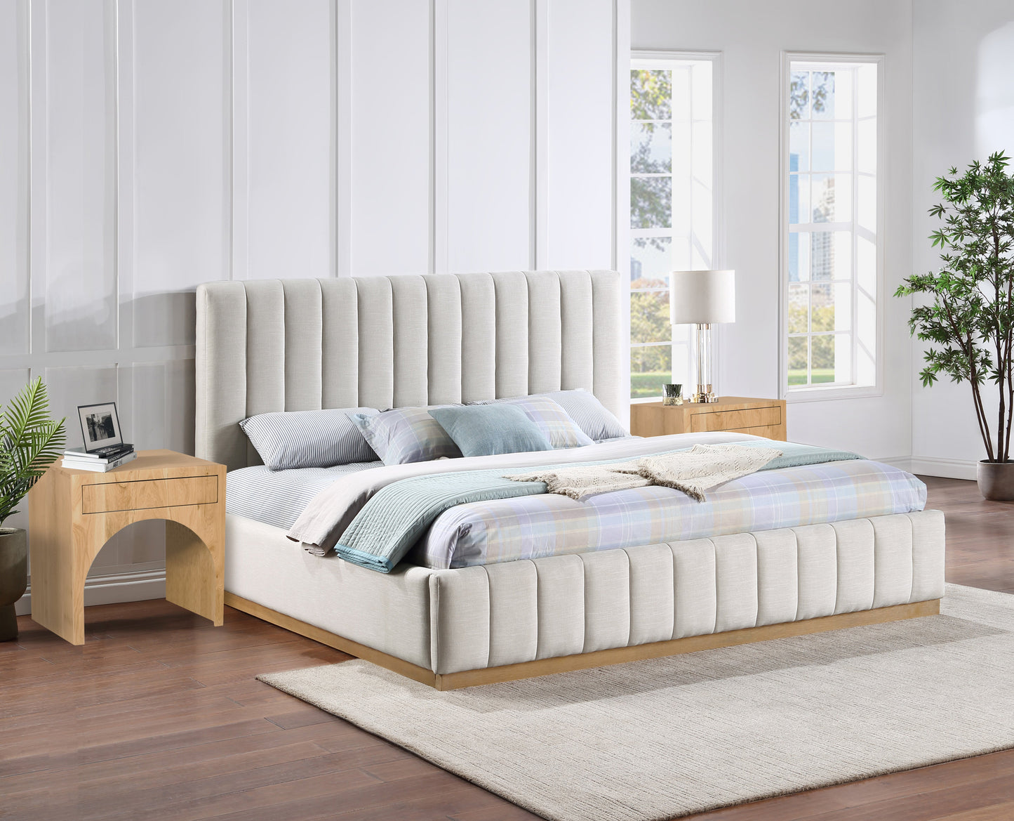 Ira Linen Bed - Cream