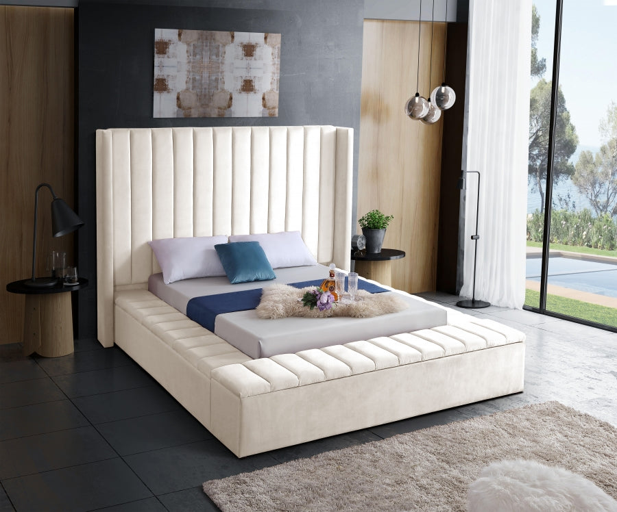 Rene Velvet Bed - Cream