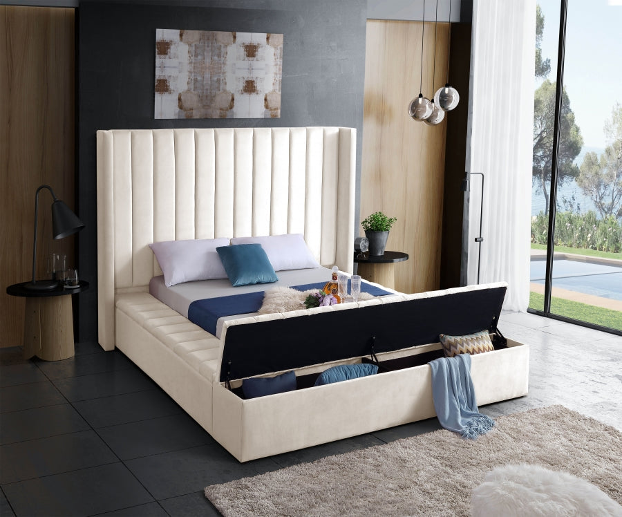 Rene Velvet Bed - Cream