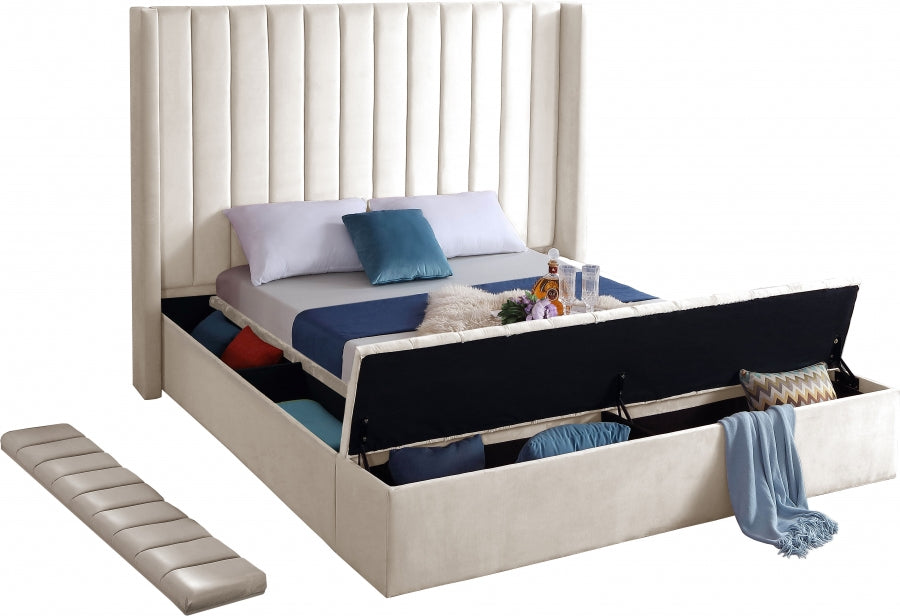 Rene Velvet Bed - Cream