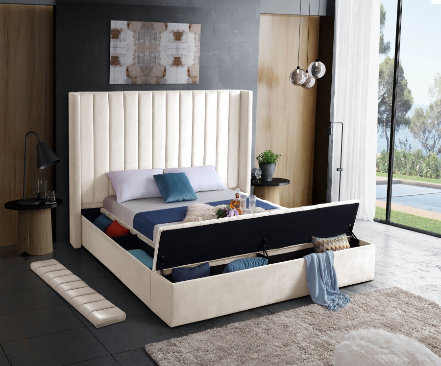 Rene Velvet Bed - Cream