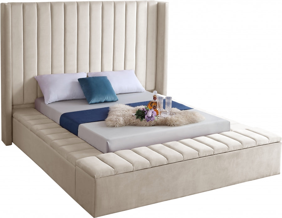 Rene Velvet Bed - Cream