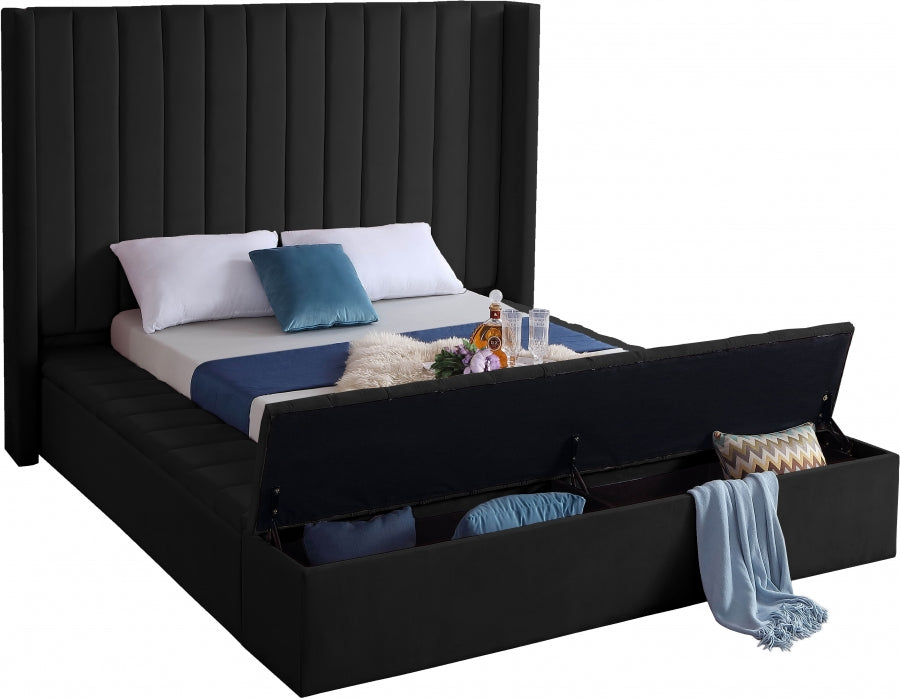 Rene Velvet Bed - Black