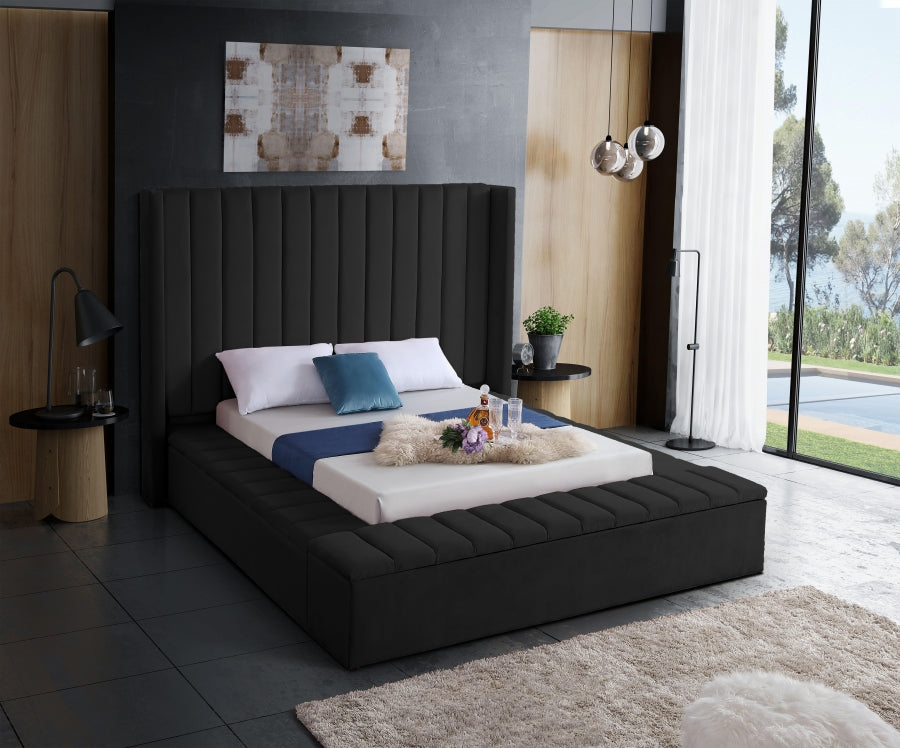 Rene Velvet Bed - Black