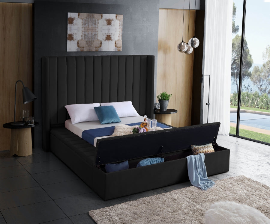 Rene Velvet Bed - Black