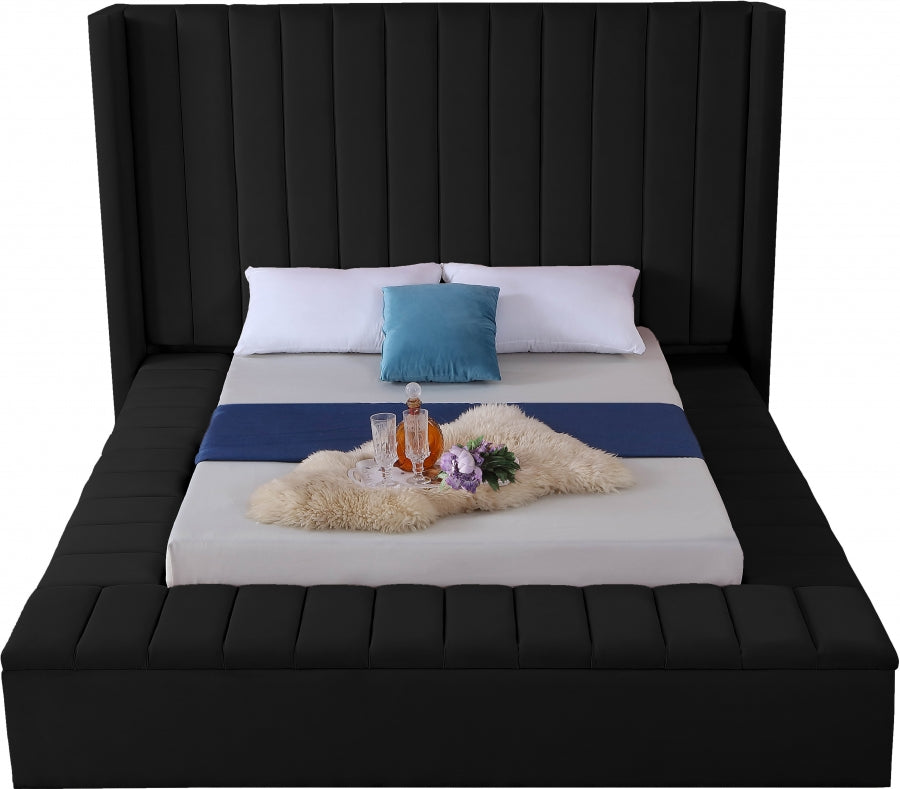 Rene Velvet Bed - Black