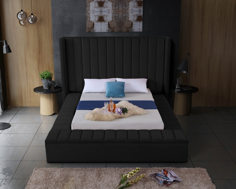 Rene Velvet Bed - Black