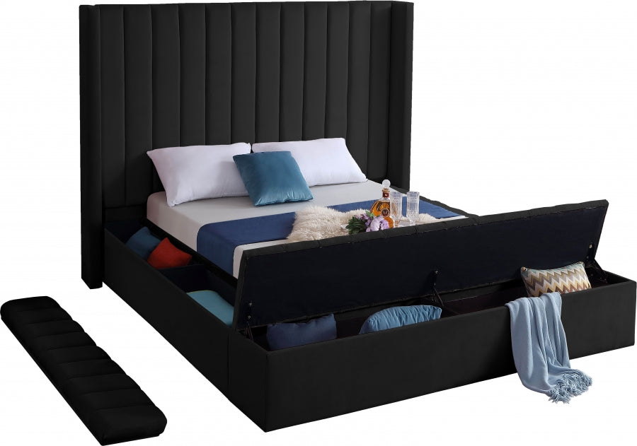 Rene Velvet Bed - Black