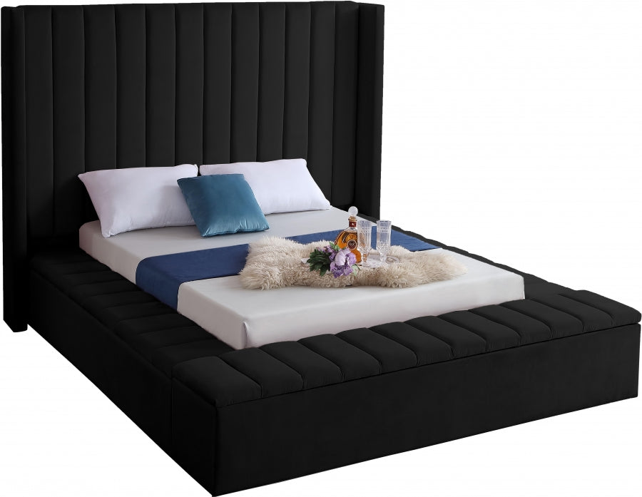 Rene Velvet Bed - Black