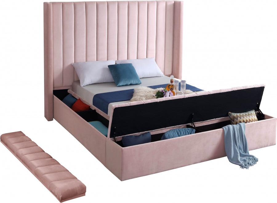 Rene Velvet Bed - Pink
