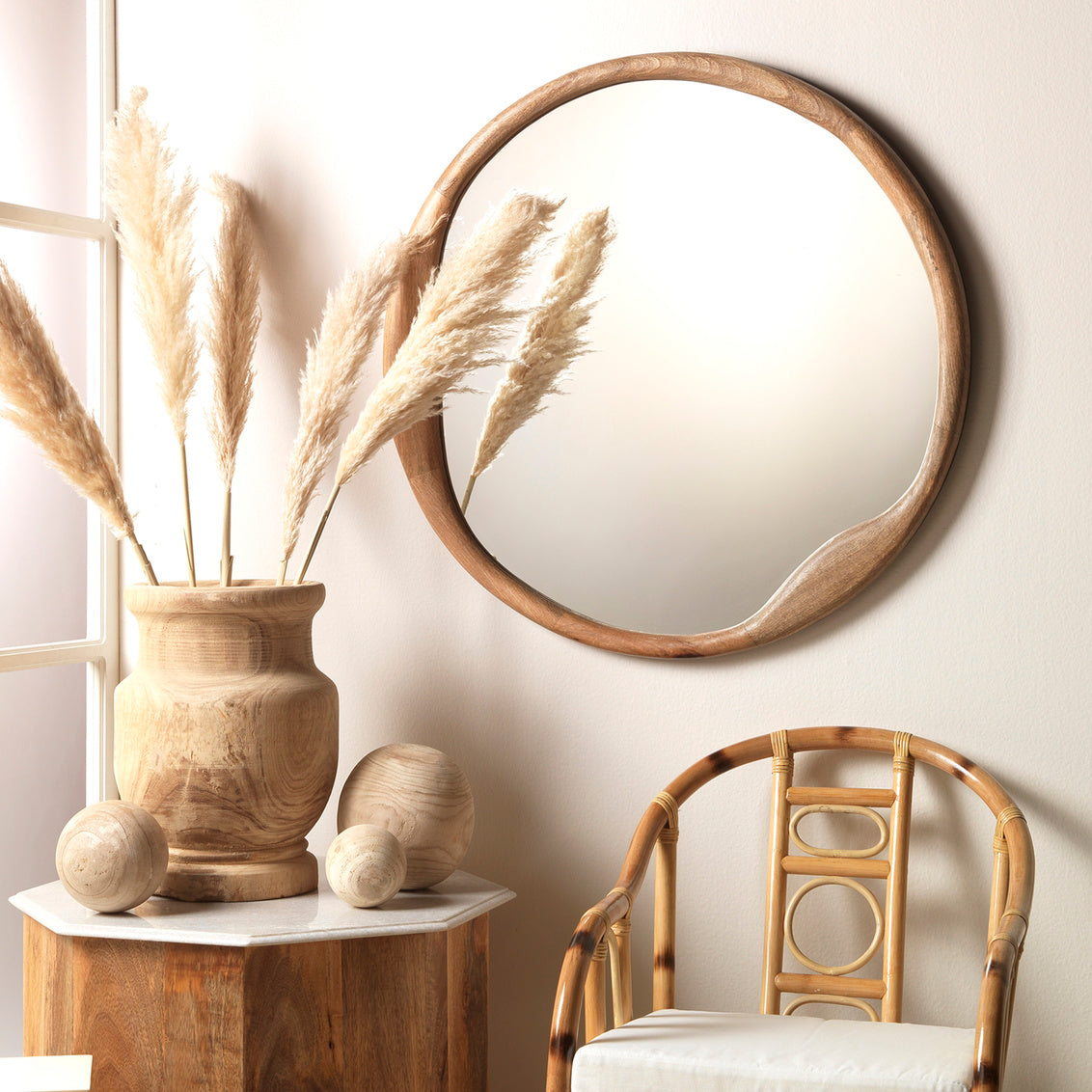 Organic Round Mirror - Natural