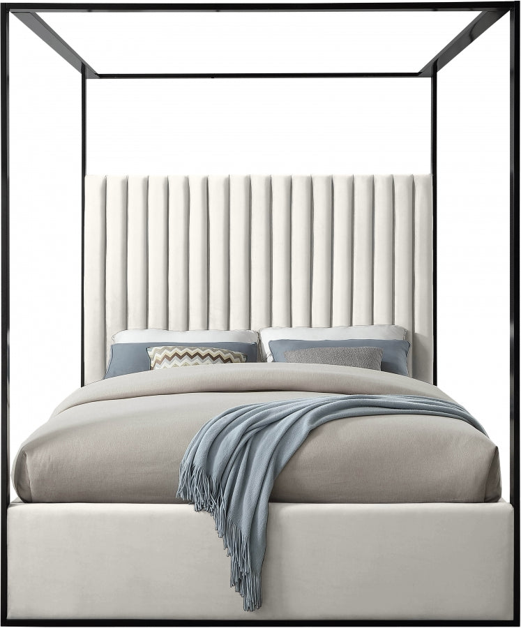 Emerald Velvet Bed - Cream