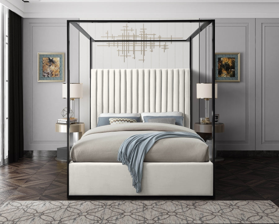 Emerald Velvet Bed - Cream