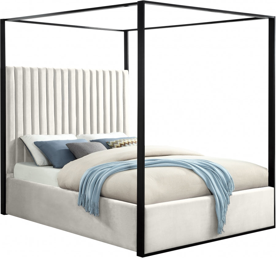 Emerald Velvet Bed - Cream