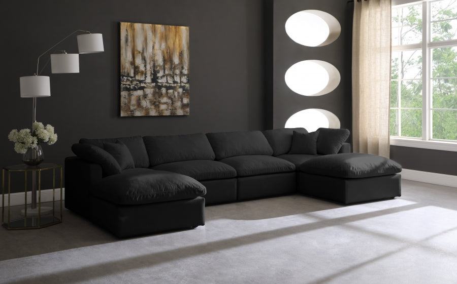 Cloud Velvet Plush Modular 6 Piece Double Ottoman Sectional