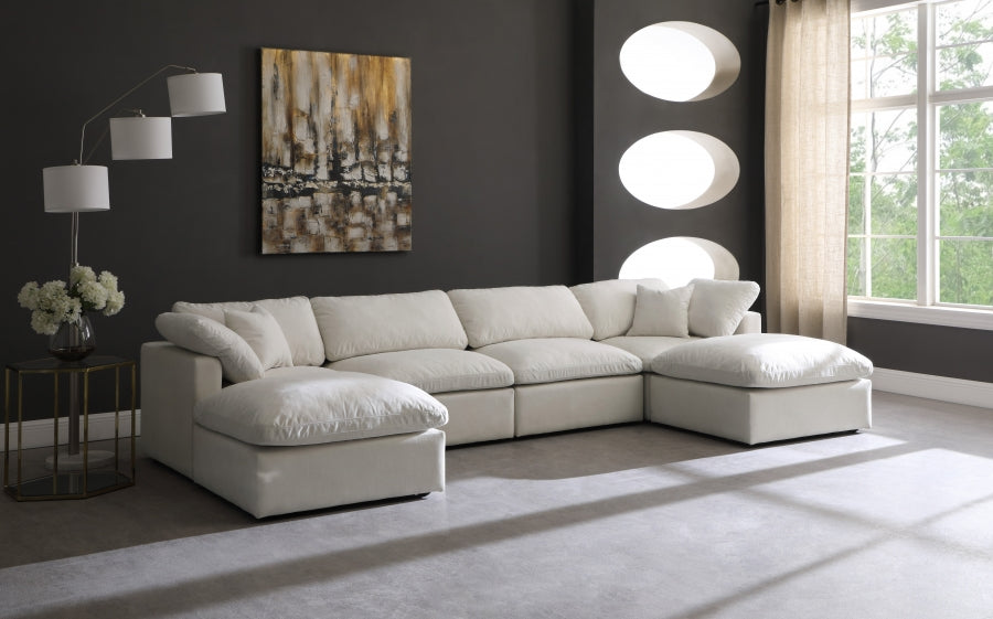 Cloud Velvet Plush Modular 6 Piece Double Ottoman Sectional