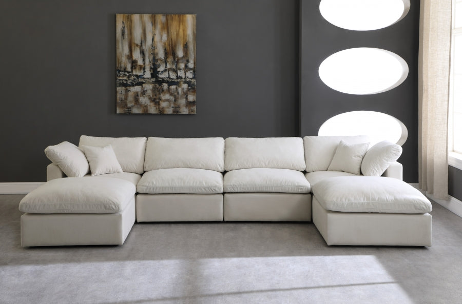 Cloud Velvet Plush Modular 6 Piece Double Ottoman Sectional