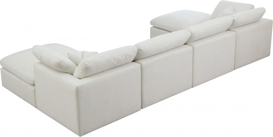 Cloud Velvet Plush Modular 6 Piece Double Ottoman Sectional
