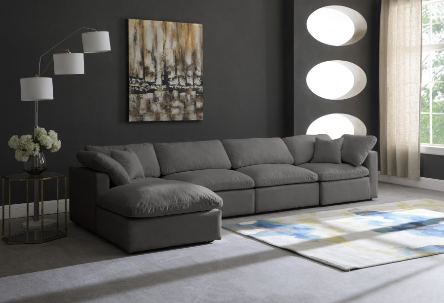Cloud Velvet Plush Modular 5 Piece Extended Sectional