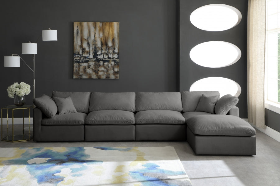 Cloud Velvet Plush Modular 5 Piece Extended Sectional
