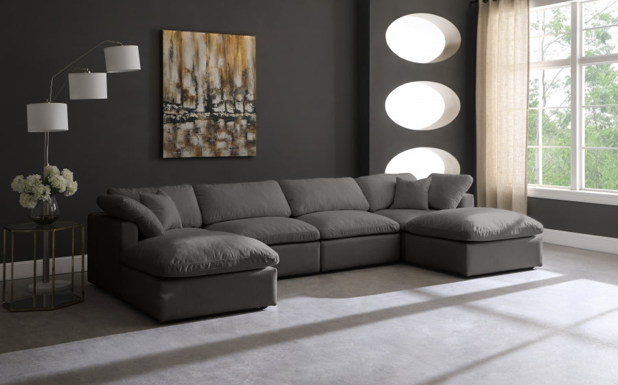 Cloud Velvet Plush Modular 6 Piece Double Ottoman Sectional