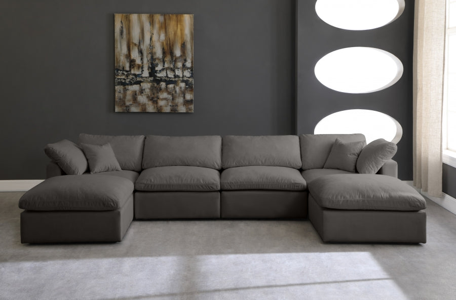 Cloud Velvet Plush Modular 6 Piece Double Ottoman Sectional