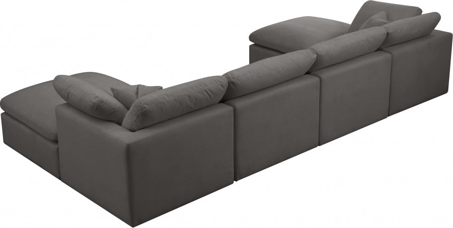 Cloud Velvet Plush Modular 6 Piece Double Ottoman Sectional
