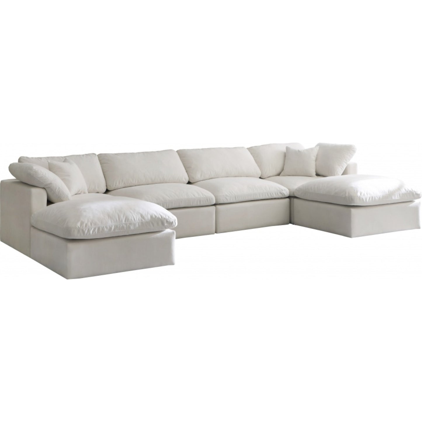 Cloud Velvet Plush Modular 6 Piece Double Ottoman Sectional