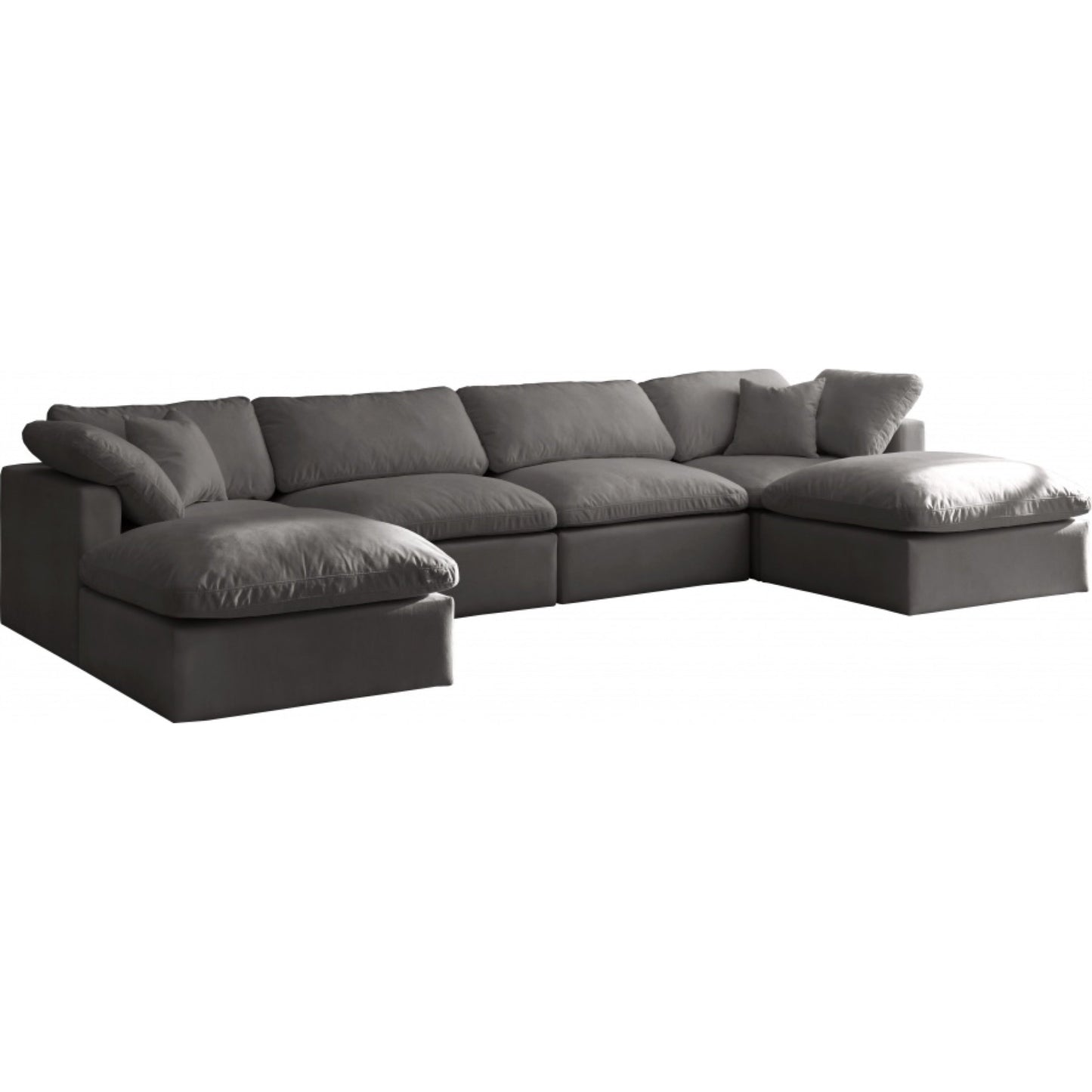 Cloud Velvet Plush Modular 6 Piece Double Ottoman Sectional