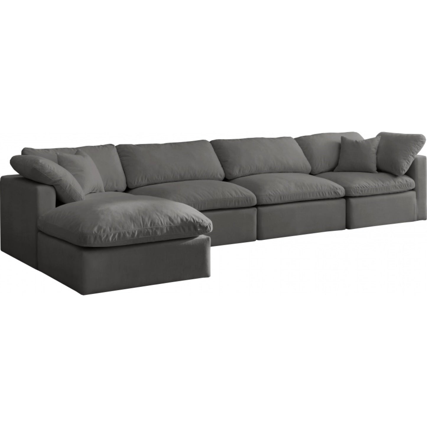Cloud Velvet Plush Modular 5 Piece Extended Sectional