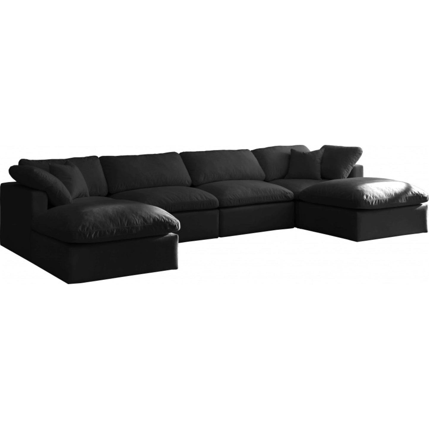 Cloud Velvet Plush Modular 6 Piece Double Ottoman Sectional