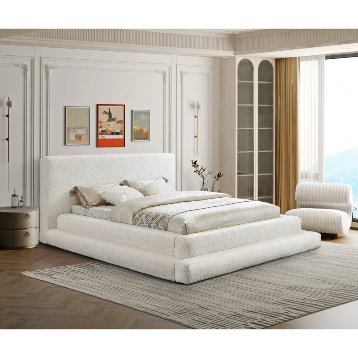 Petra Teddy Fabric Bed - Cream