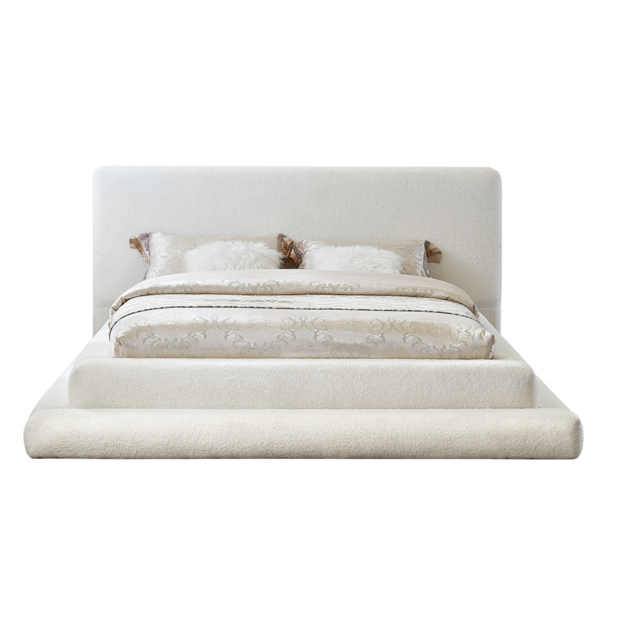 Petra Teddy Fabric Bed - Cream