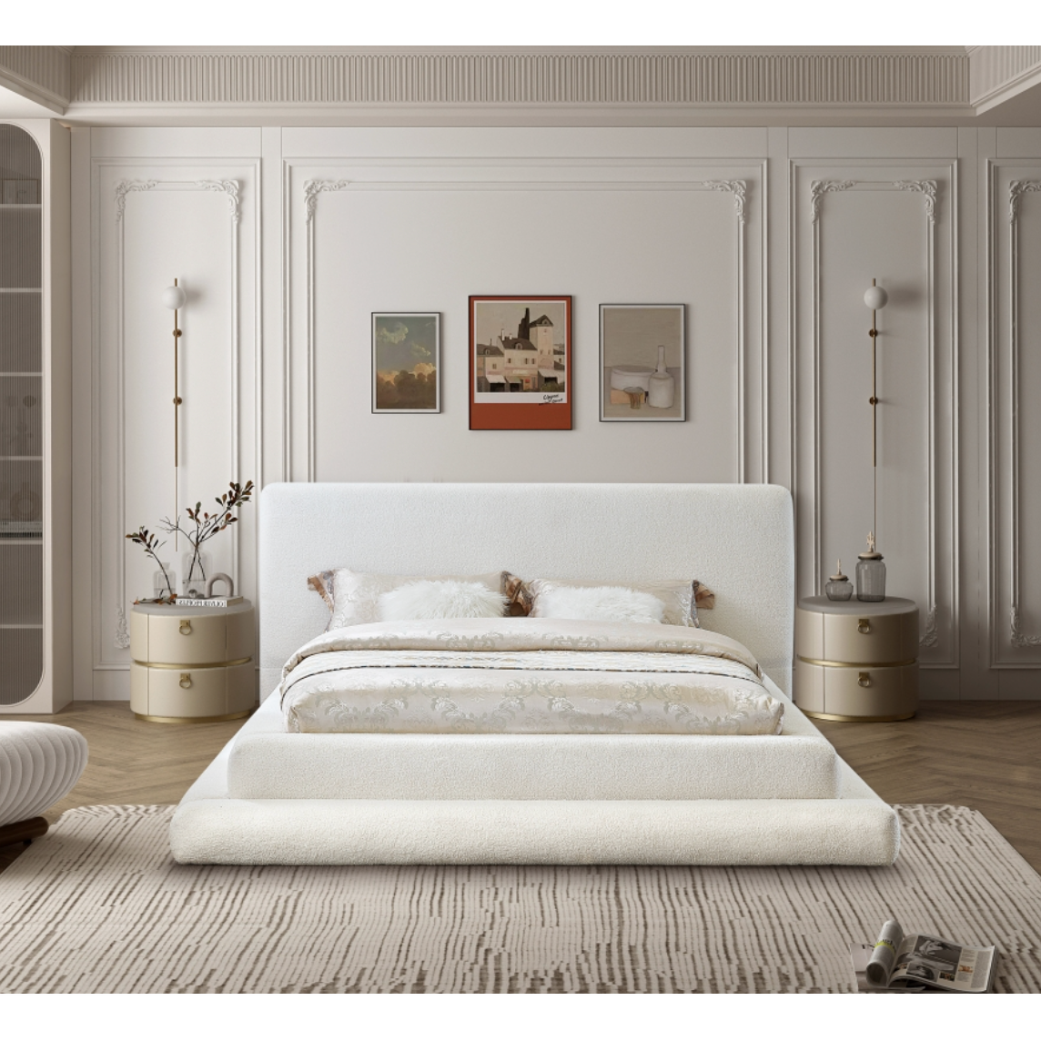 Petra Teddy Fabric Bed - Cream