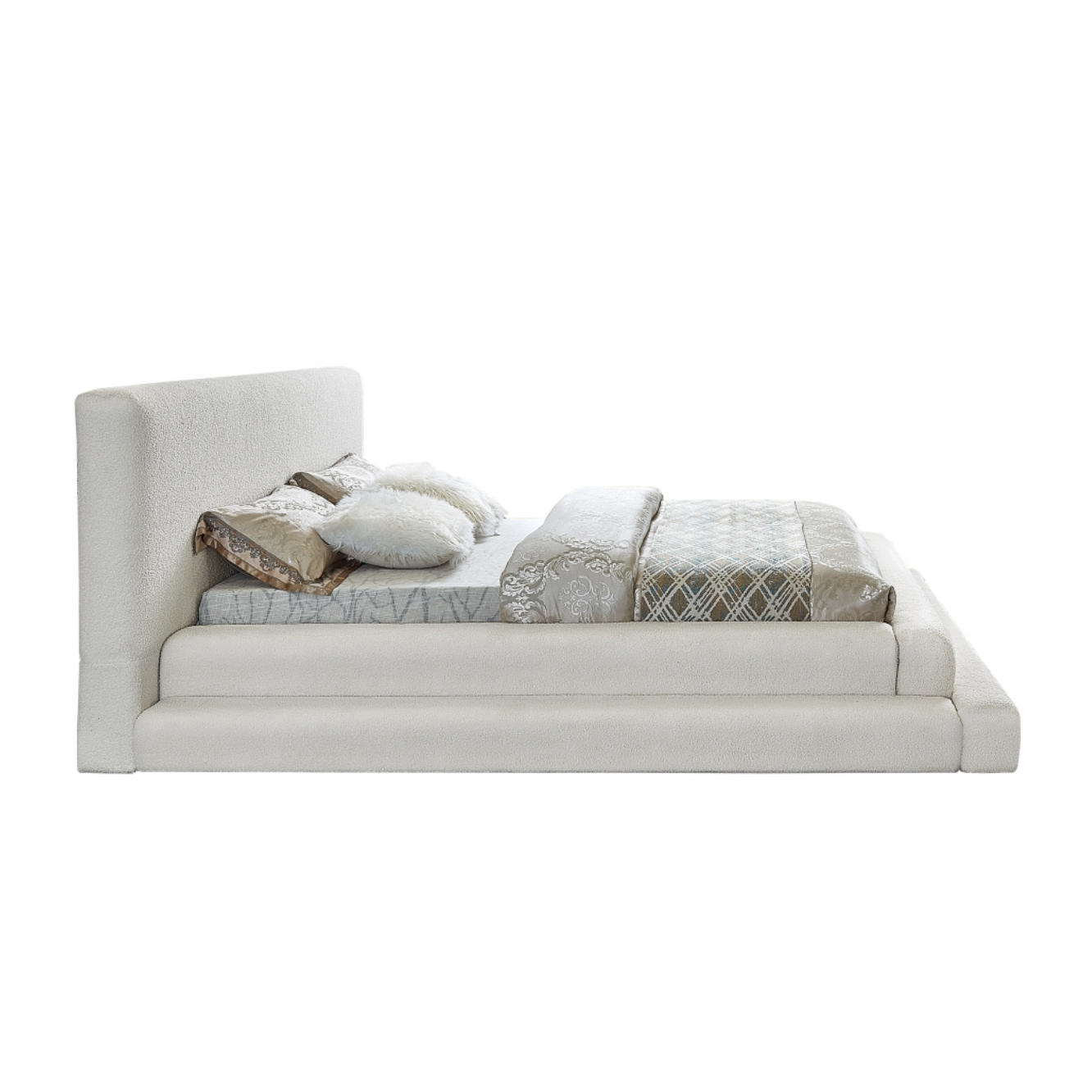 Petra Teddy Fabric Bed - Cream