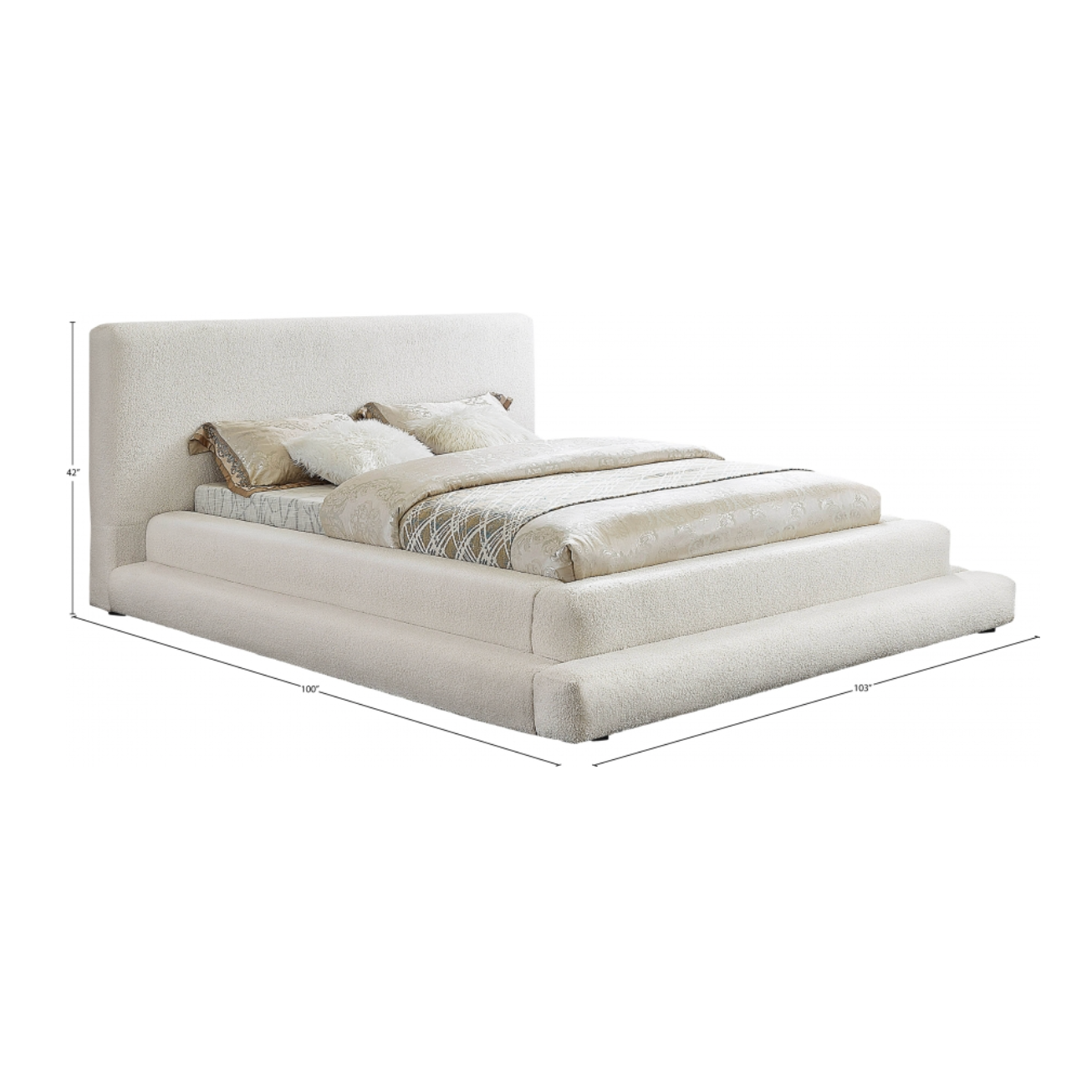 Petra Teddy Fabric Bed - Cream