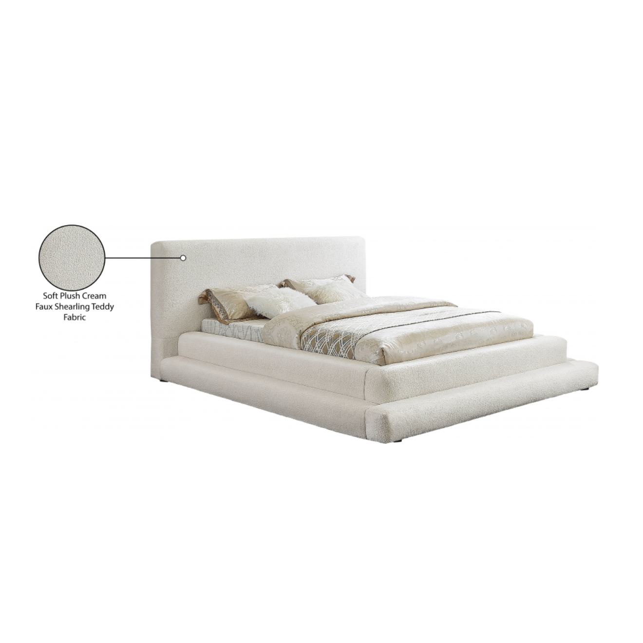 Petra Teddy Fabric Bed - Cream