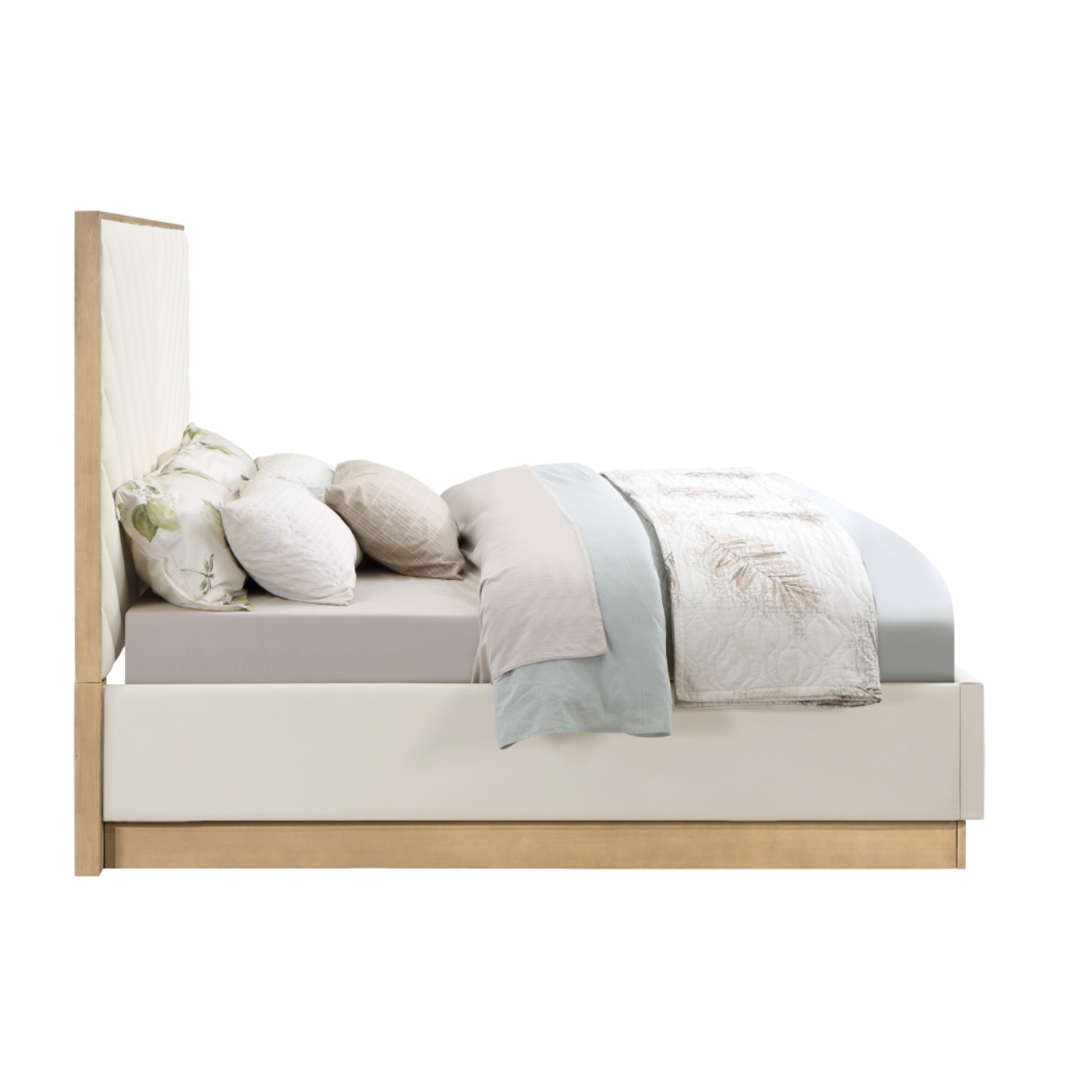 Zeke Vegan Leather Bed - Cream