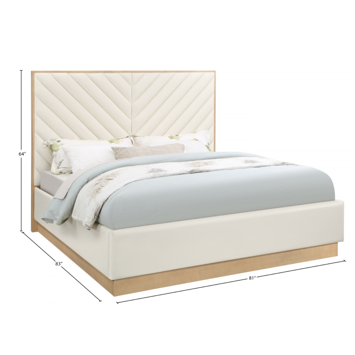 Zeke Vegan Leather Bed - Cream