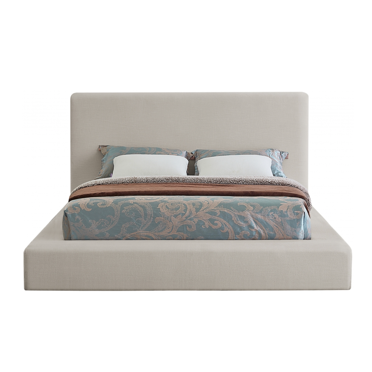 Coby Linen Textured Fabric Bed - Beige